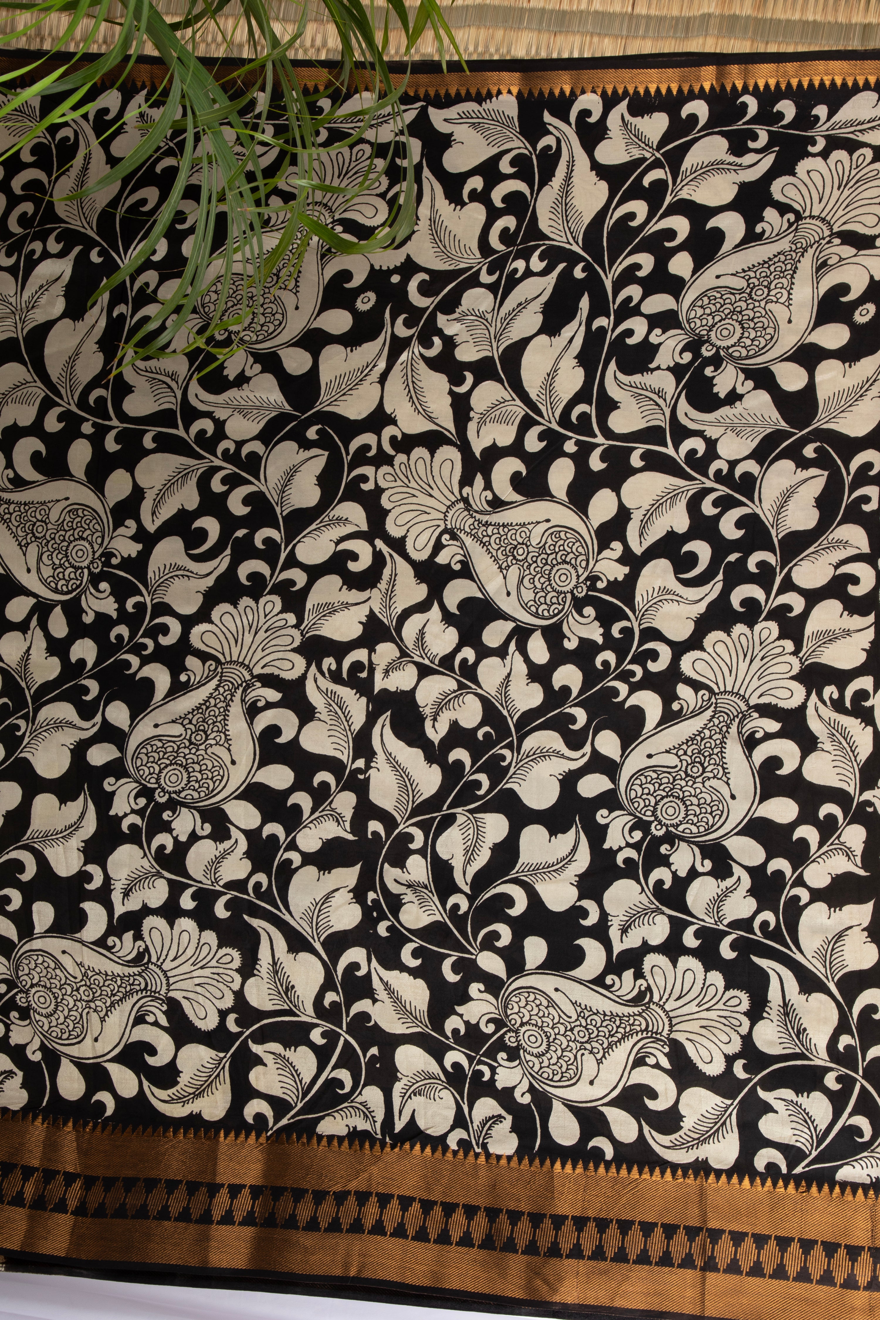 Mangalgiri silk pen Kalamkari saree