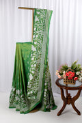 Dual shade kantha stitch saree in blended silk
