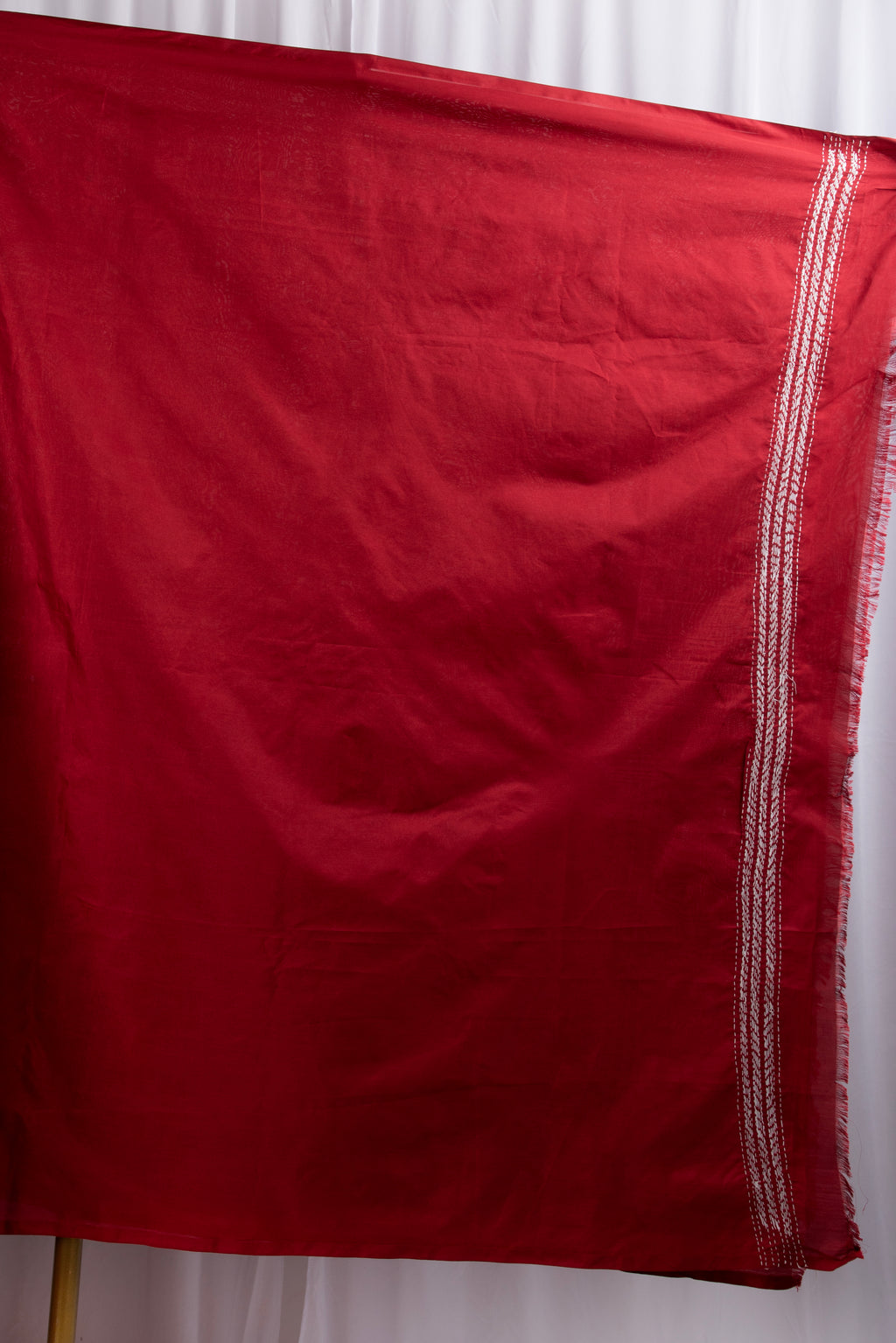 Maroon kantha stitch saree in blended silk