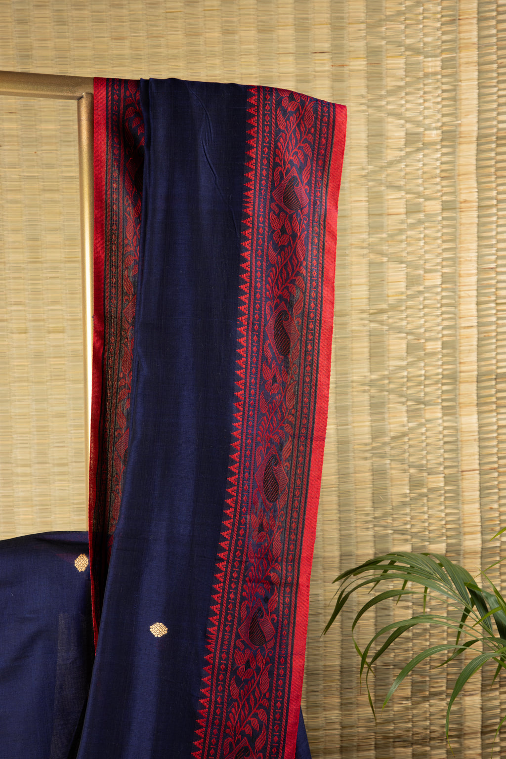 Navy blue khadi coton saree