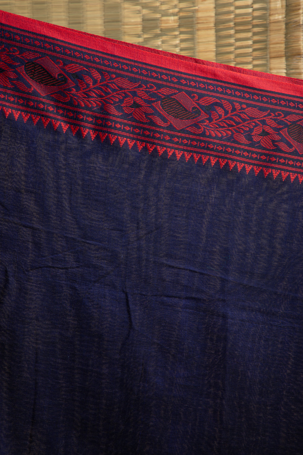 Navy blue khadi coton saree