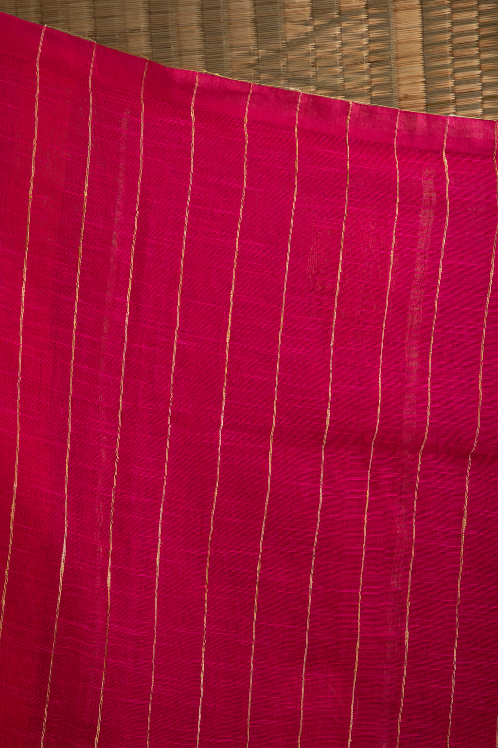 Pink multi stripe jute linen saree