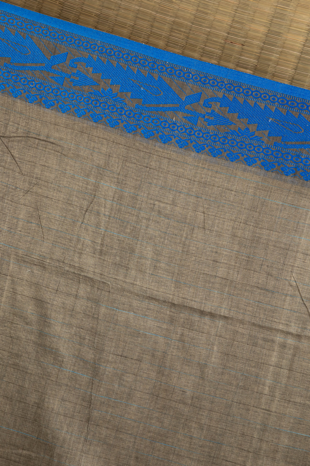 Mud grey cotton saree with ganga jamuna border