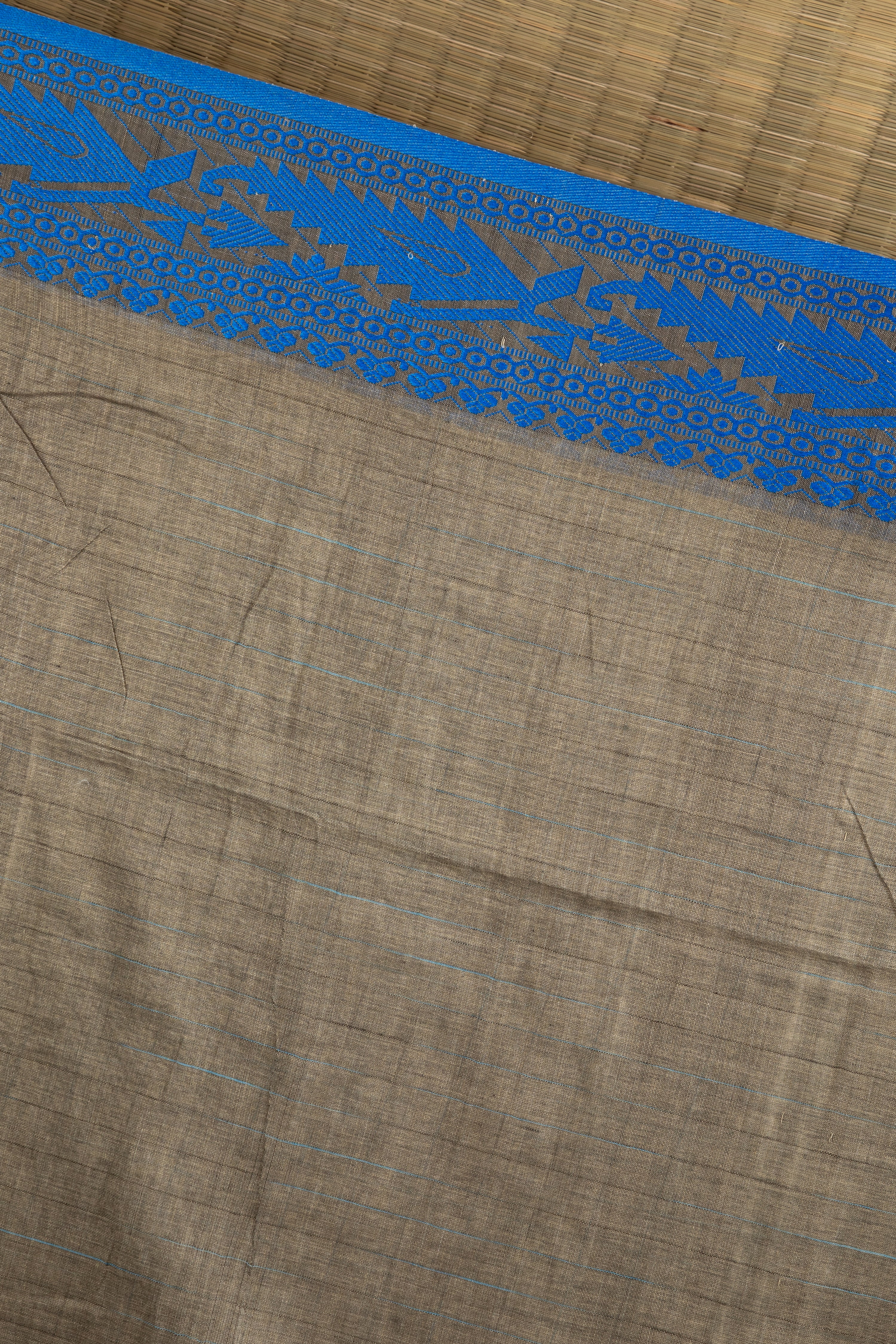 Mud grey cotton saree with ganga jamuna border
