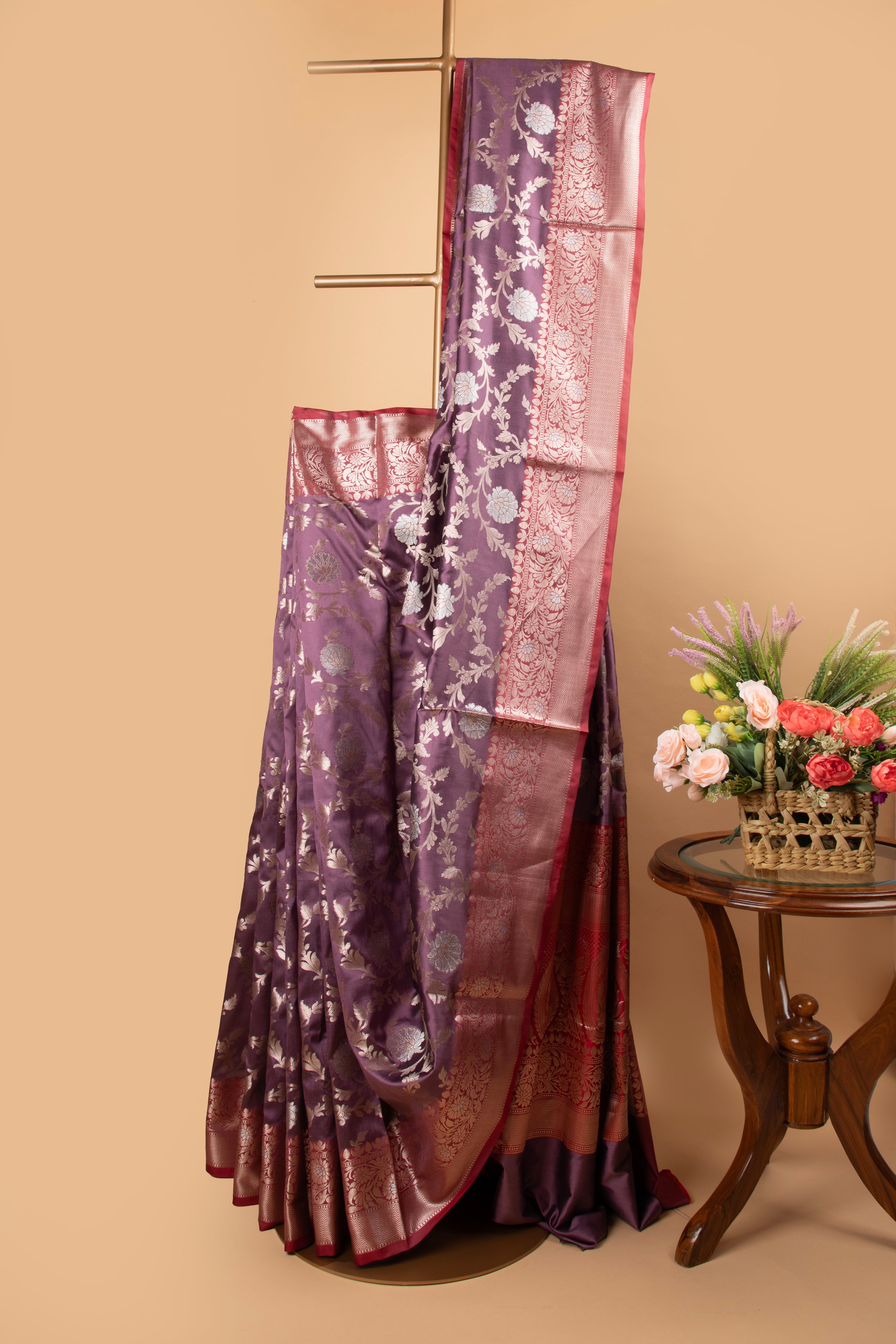 Onion pink floral benarasi