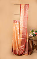 Light Orange floral design benarasi