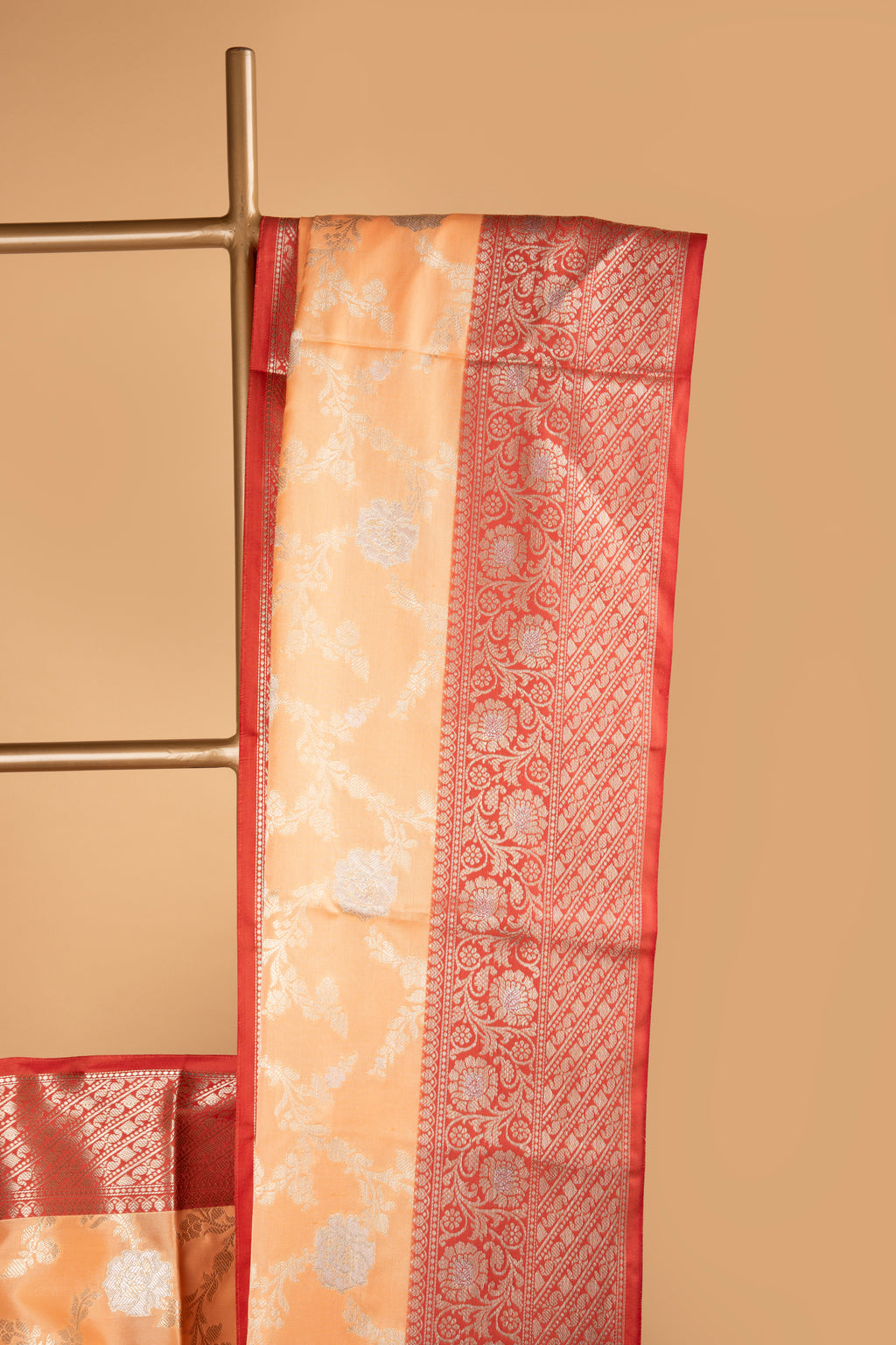 Light Orange floral design benarasi