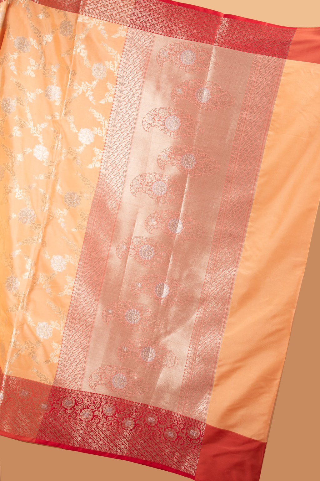 Light Orange floral design benarasi