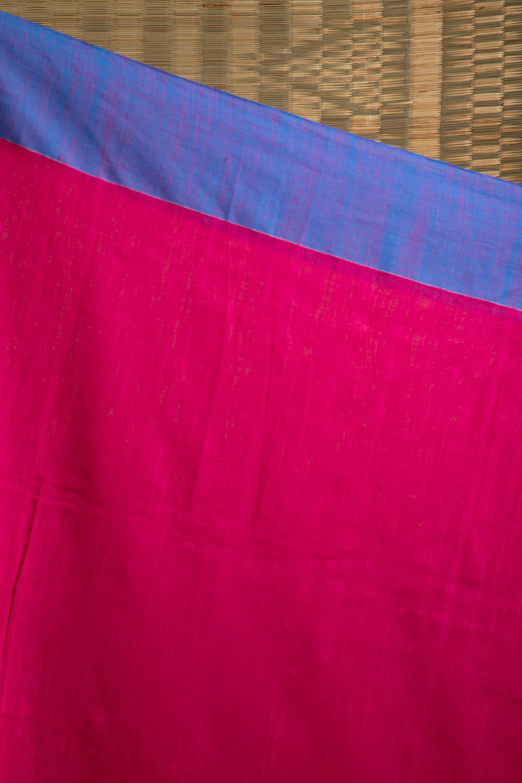 Magenta pink handloom saree with blue border