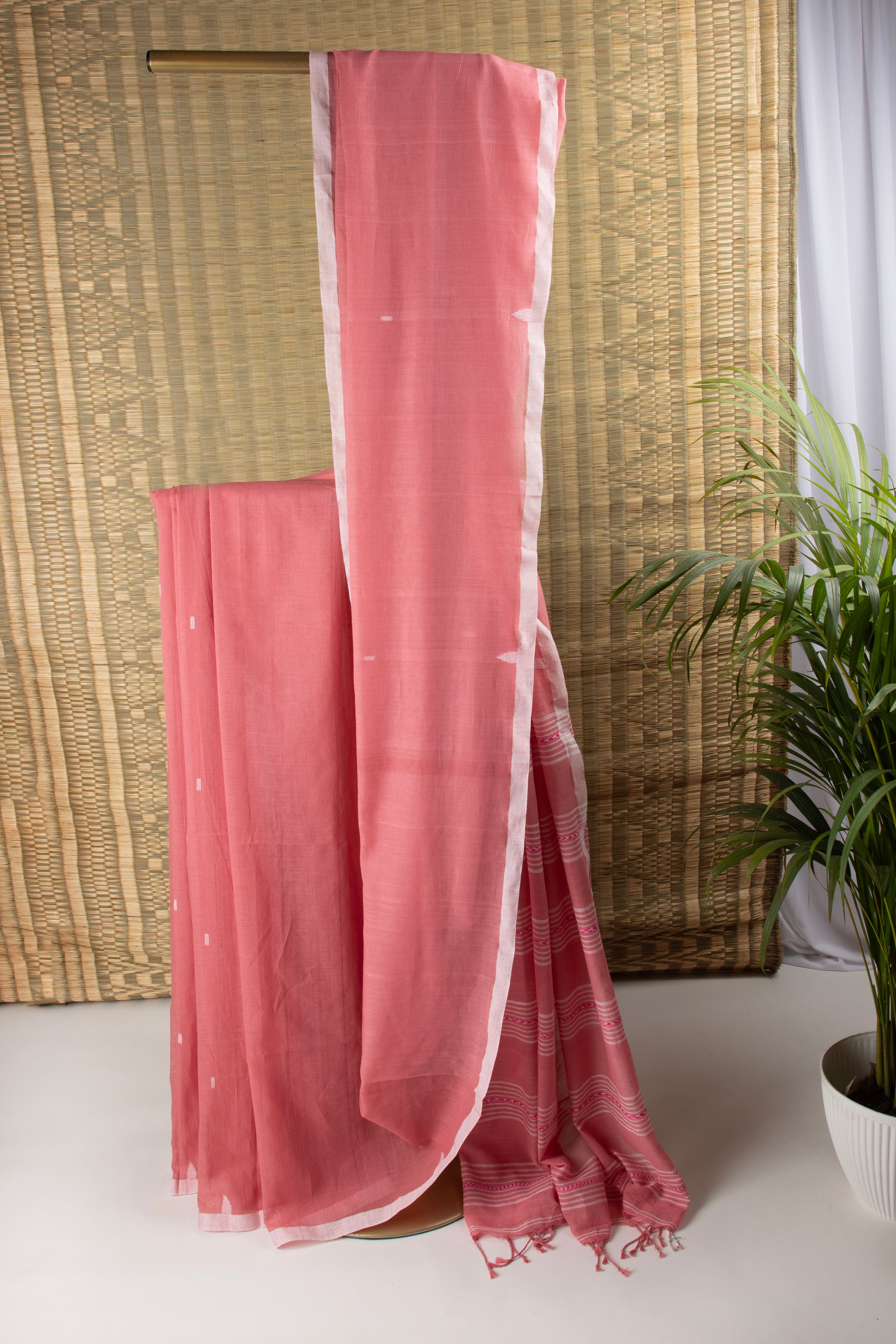 Baby pink handloom coton saree