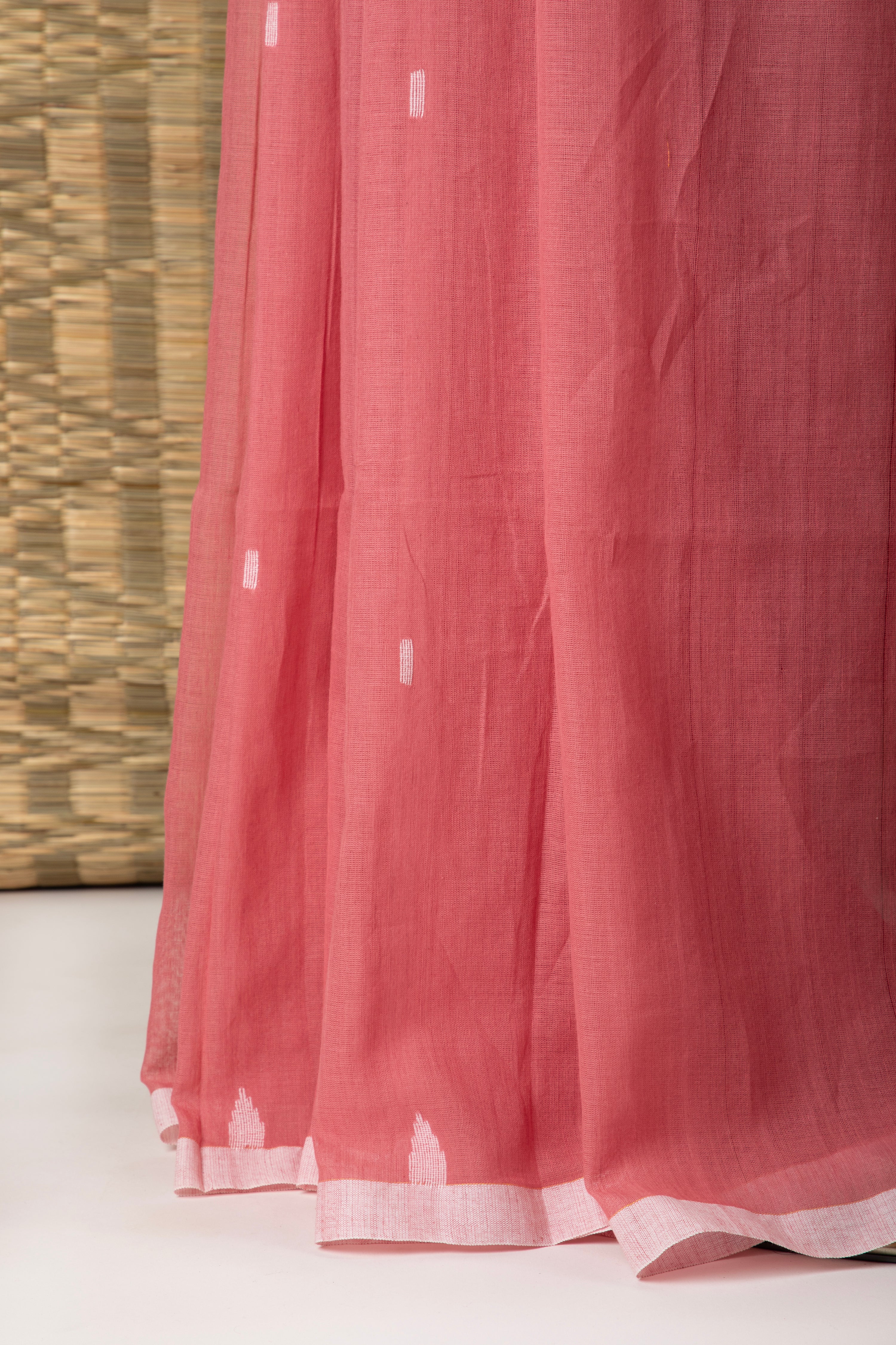 Baby pink handloom coton saree