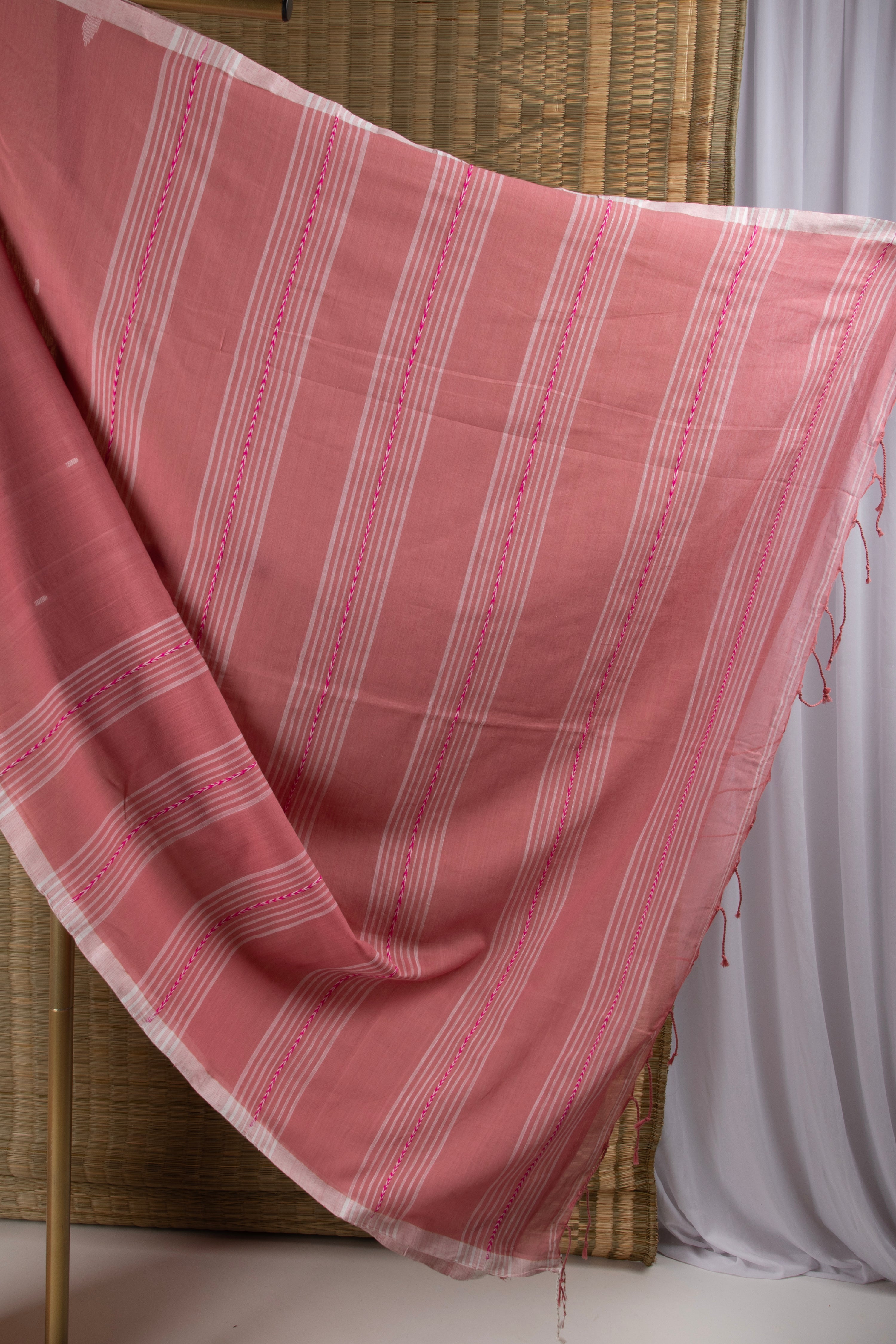 Baby pink handloom coton saree