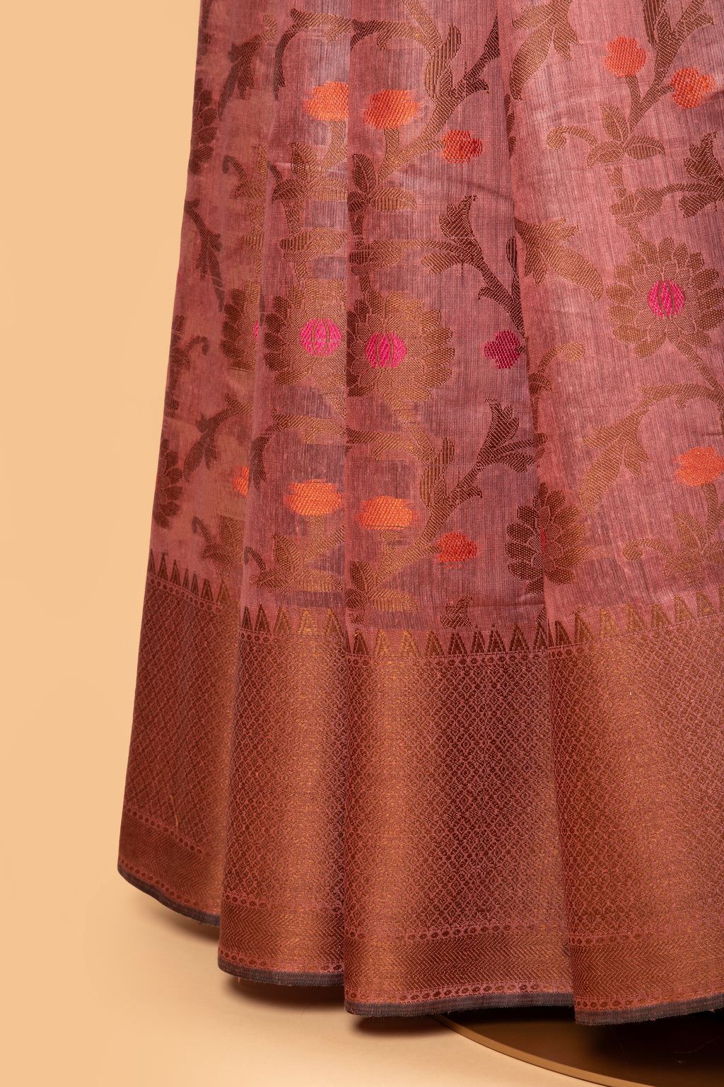 Pink floral design cotton saree