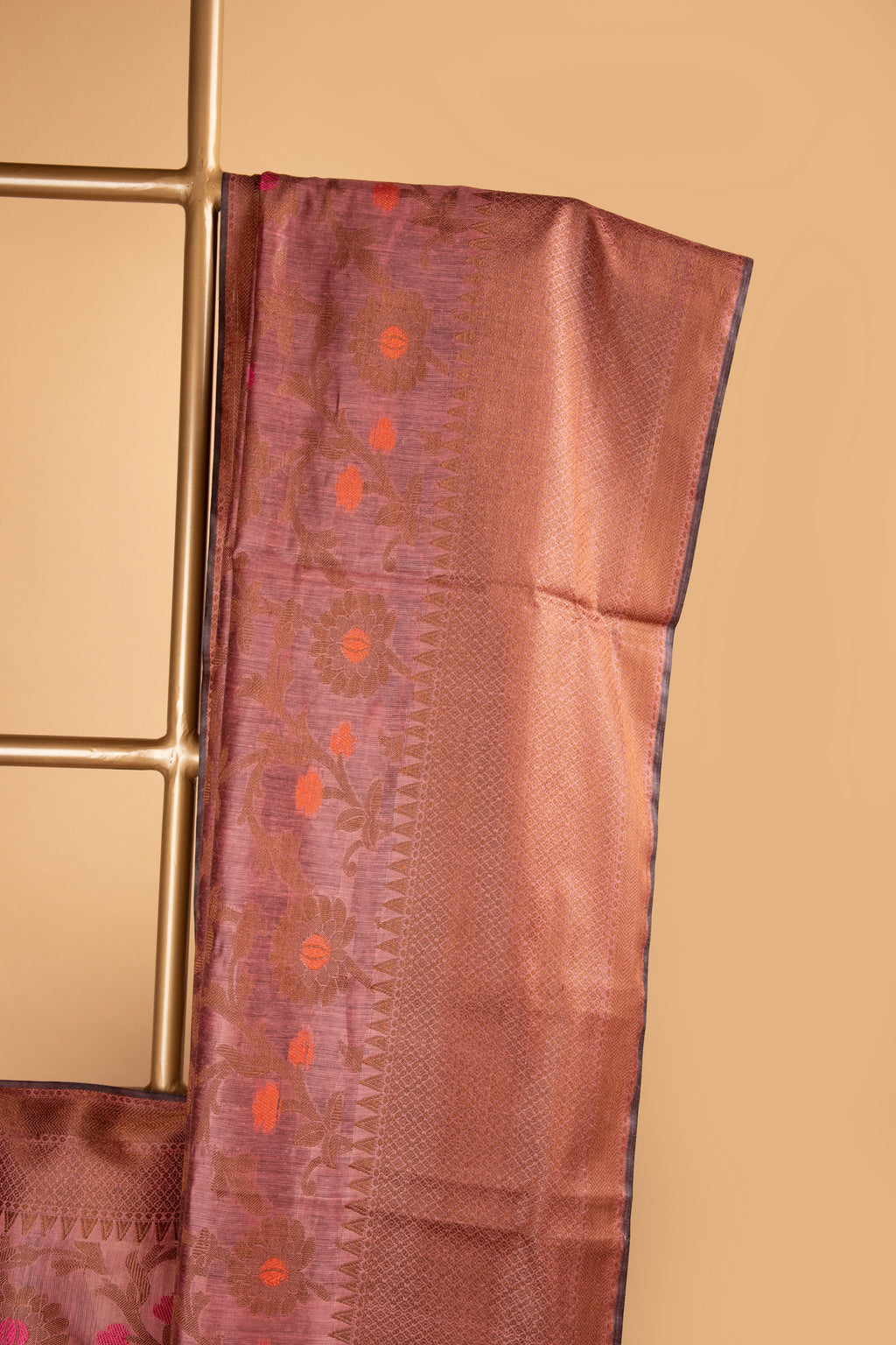 Pink floral design cotton saree