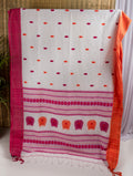 Off white saree with ganga jamuna border