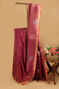 Pink tissue linen handloom saree