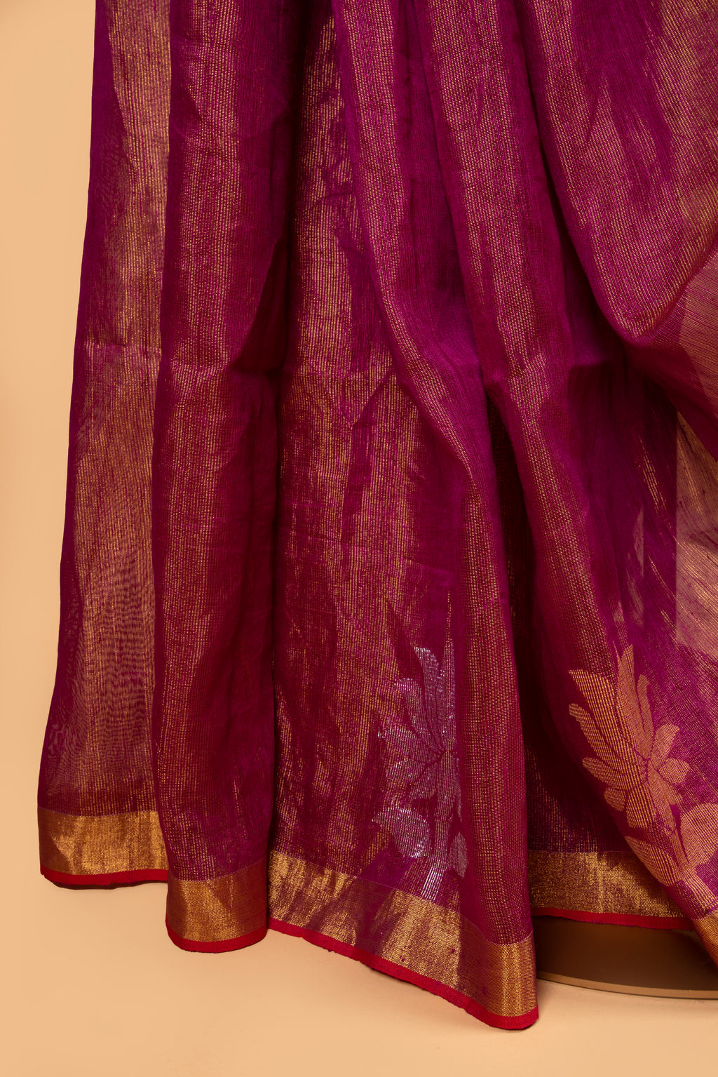 Pink tissue linen handloom saree