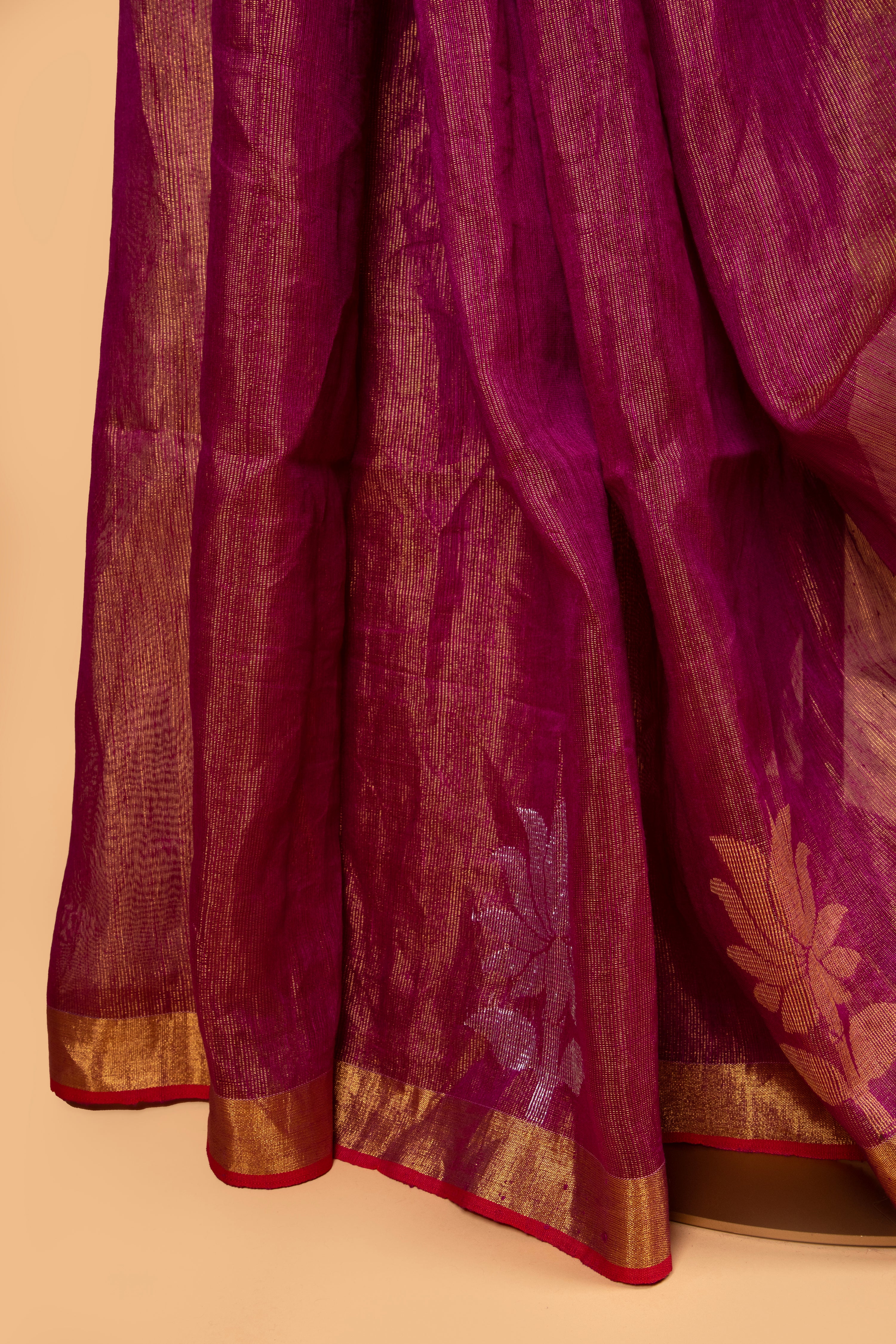 Pink tissue linen handloom saree