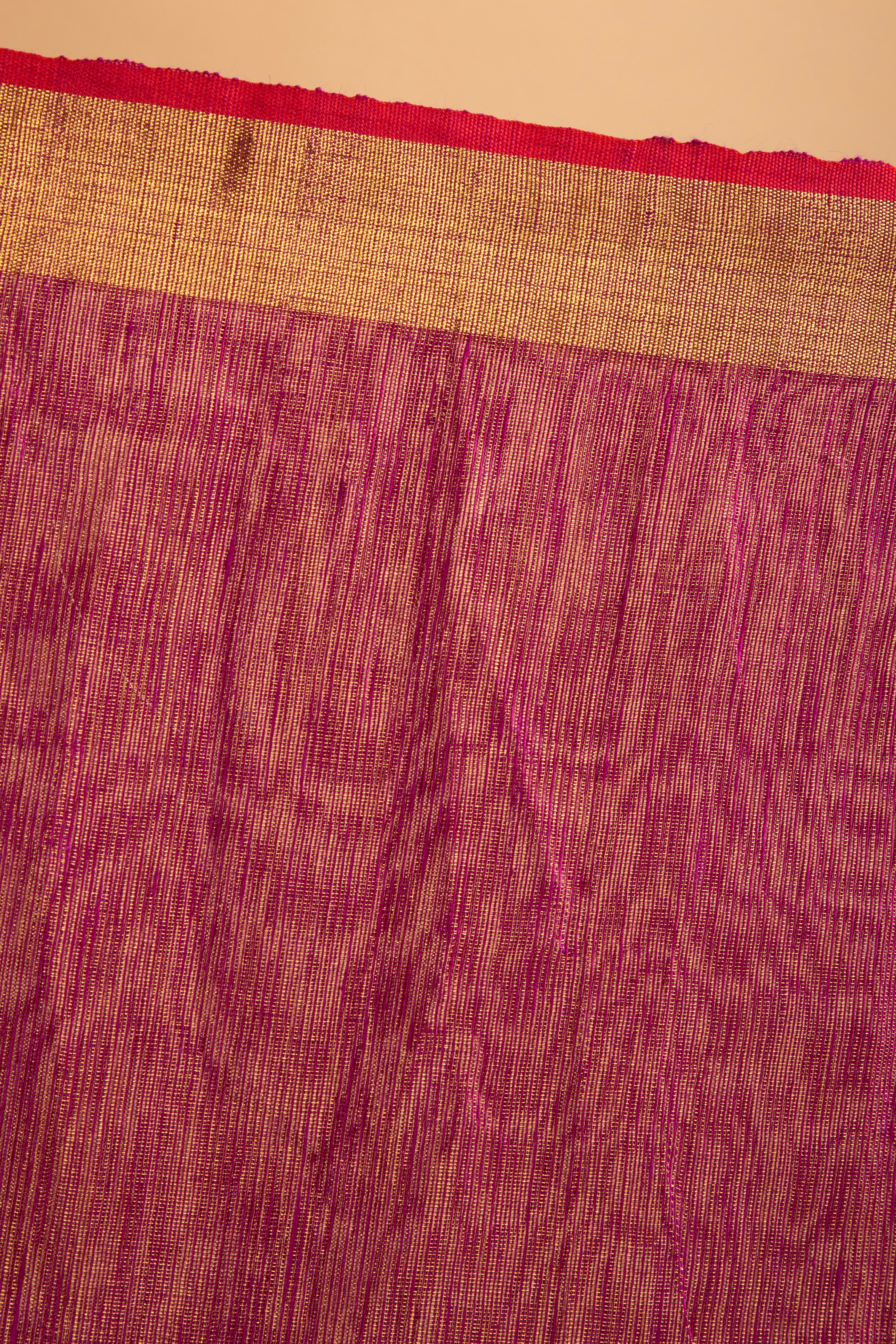 Pink tissue linen handloom saree