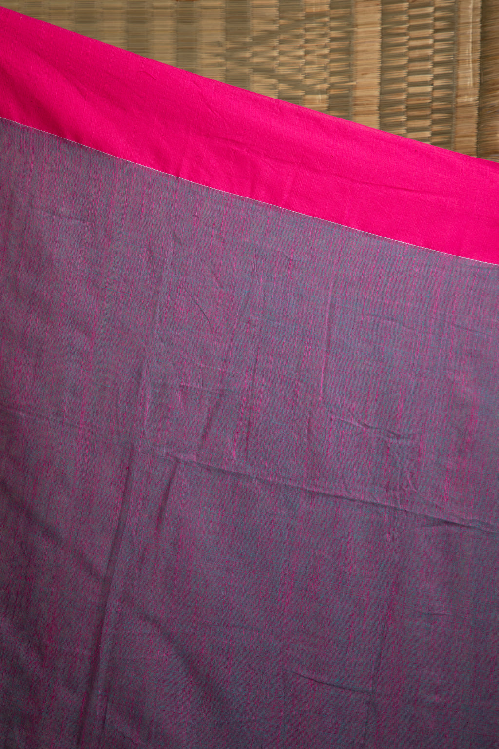 Purple handloom cotton saree with red border