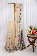 Cotton and tussar kantha stitch saree