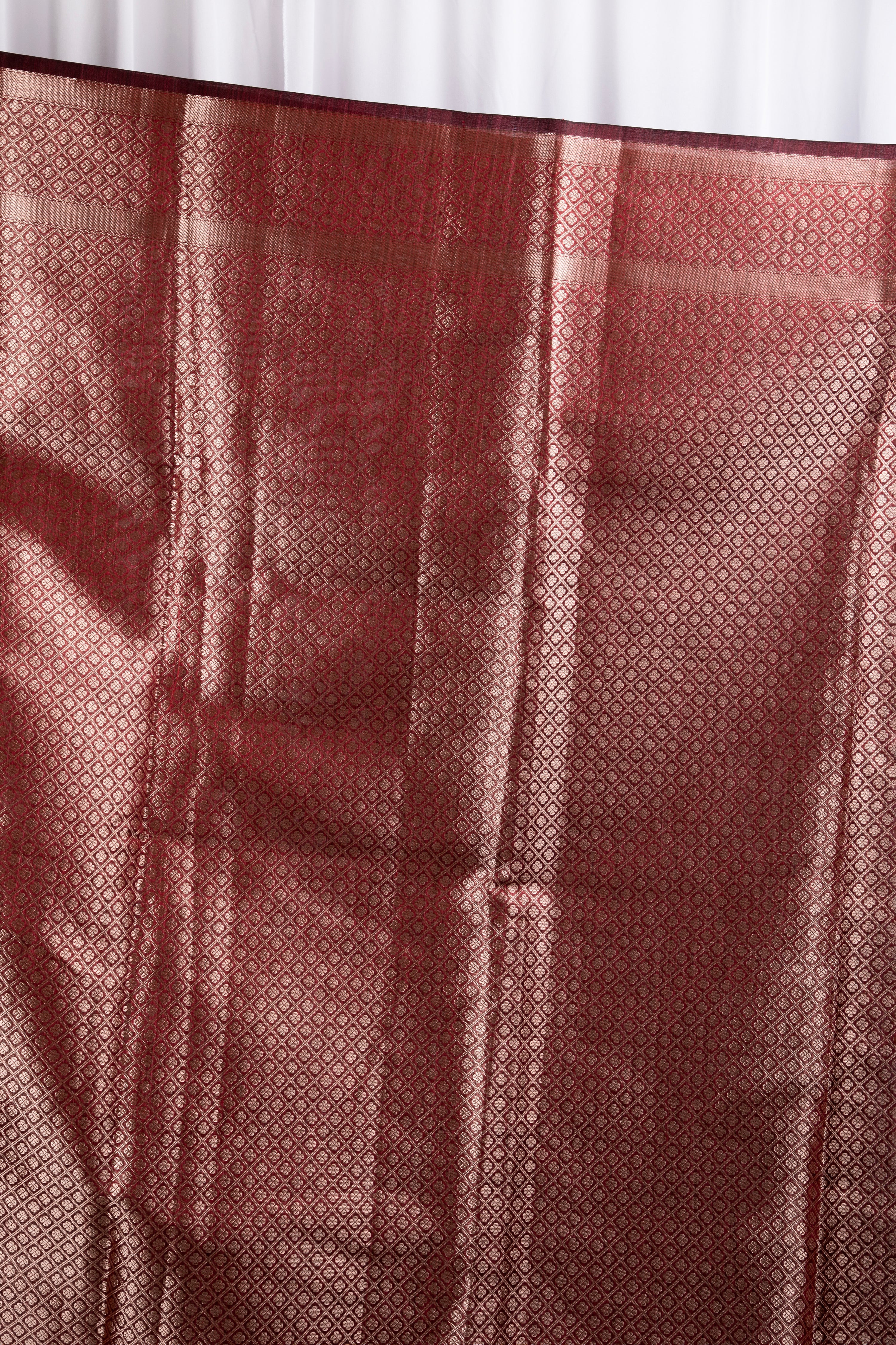 Maroon semi tussar benarasi saree with tulip design