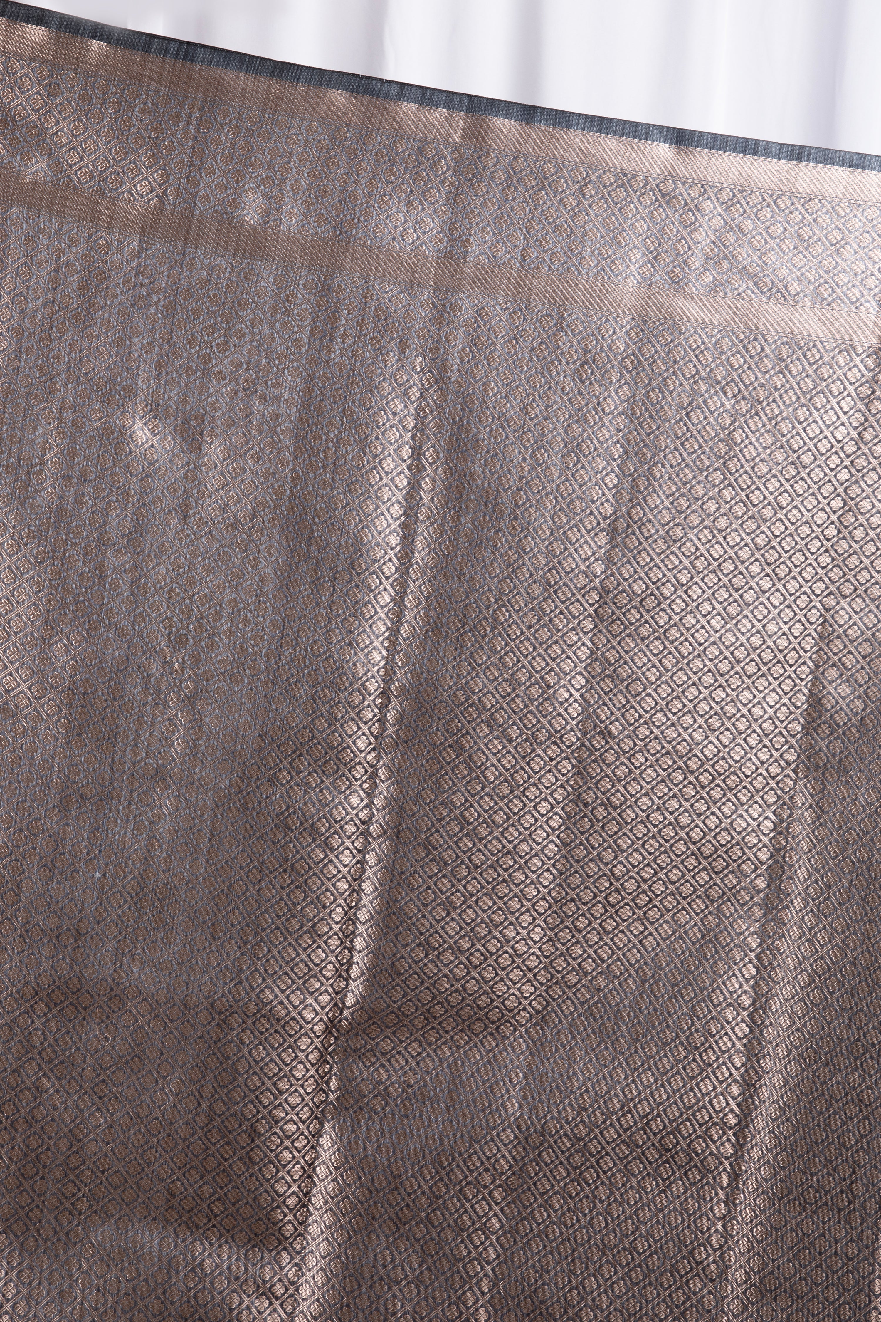 Grey semi tussar benarasi saree with tulip design