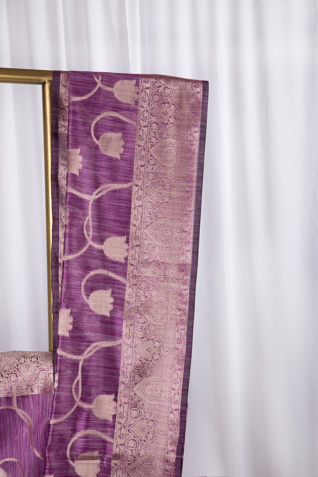 Purple semi tussar benarasi saree with tulip design