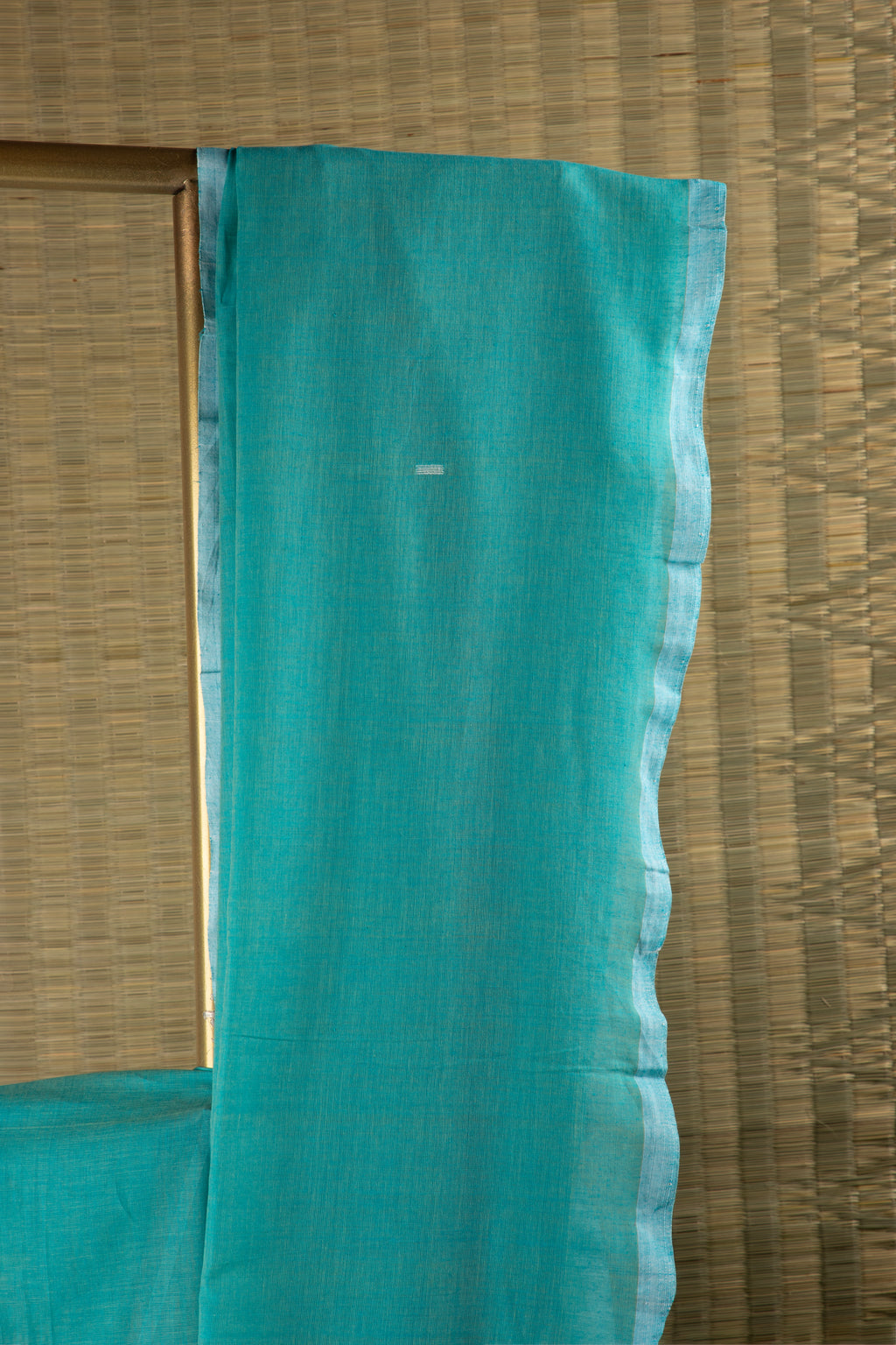 Teal handloom cotton saree