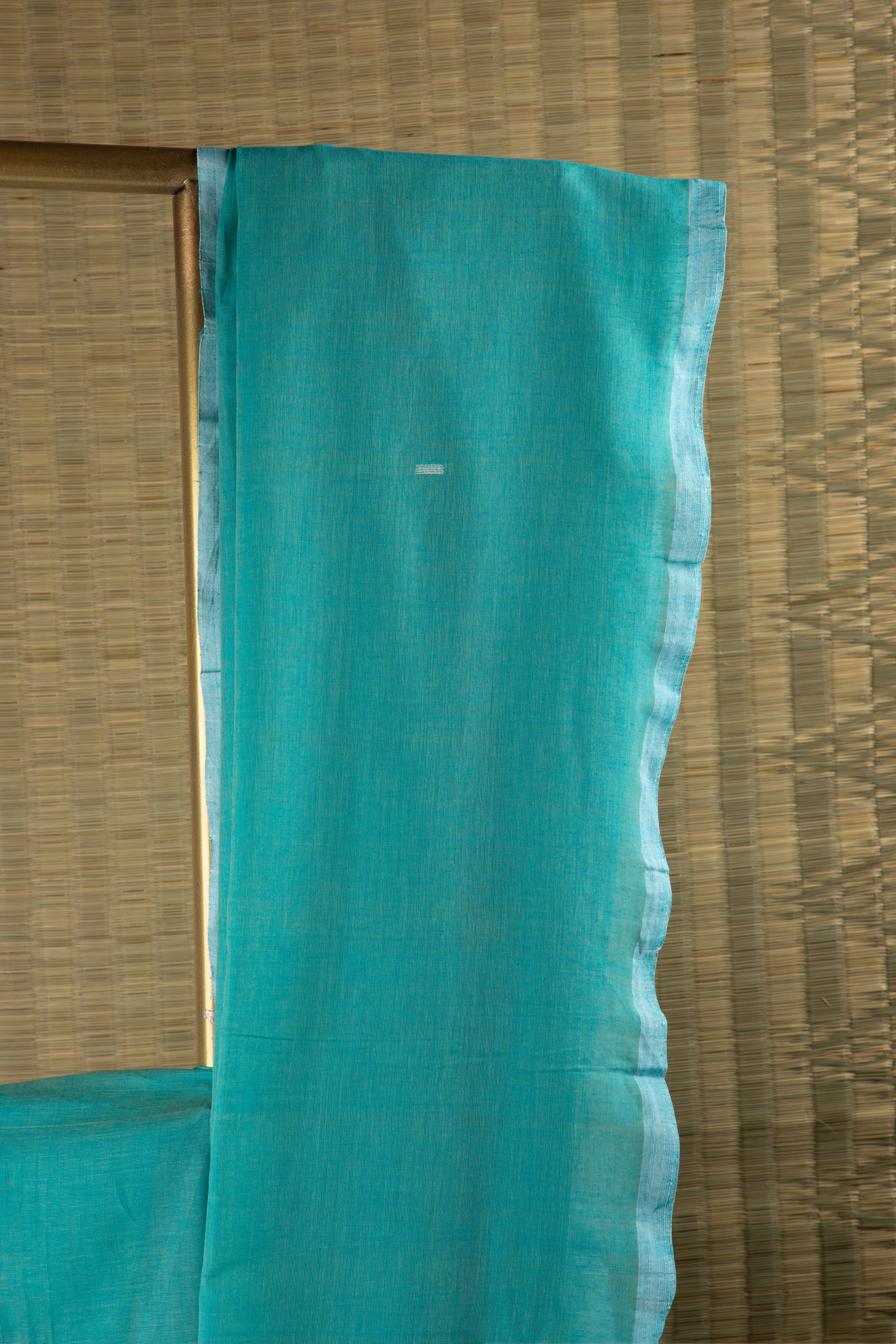 Teal handloom cotton saree