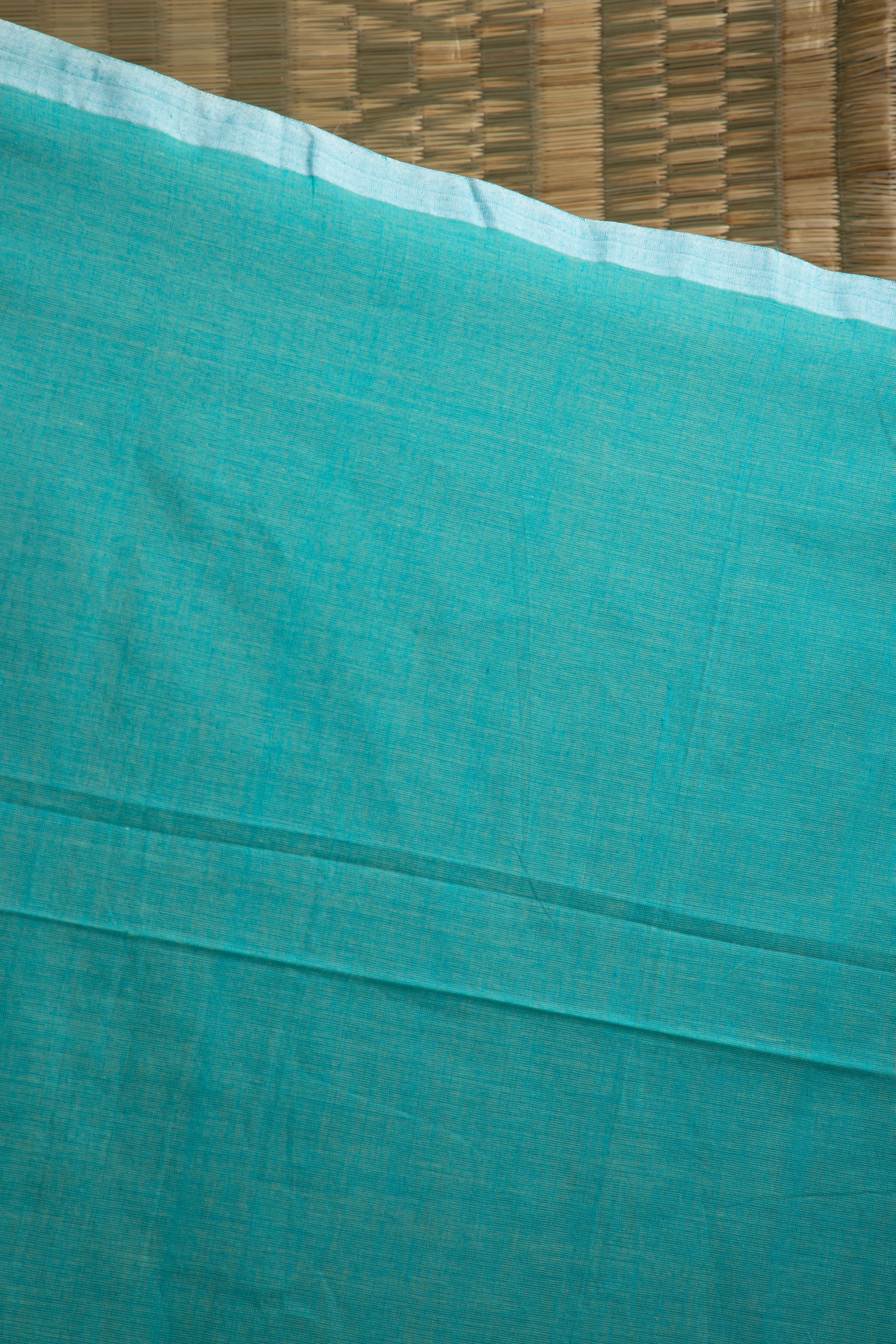 Teal handloom cotton saree