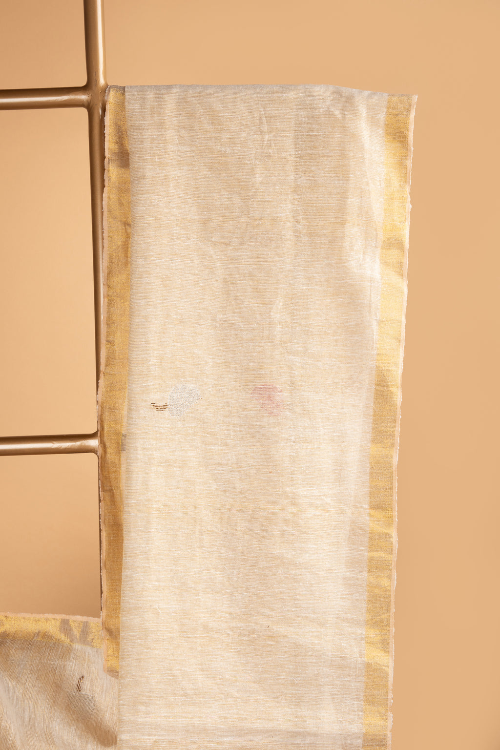 Beige tissue linen handloom saree