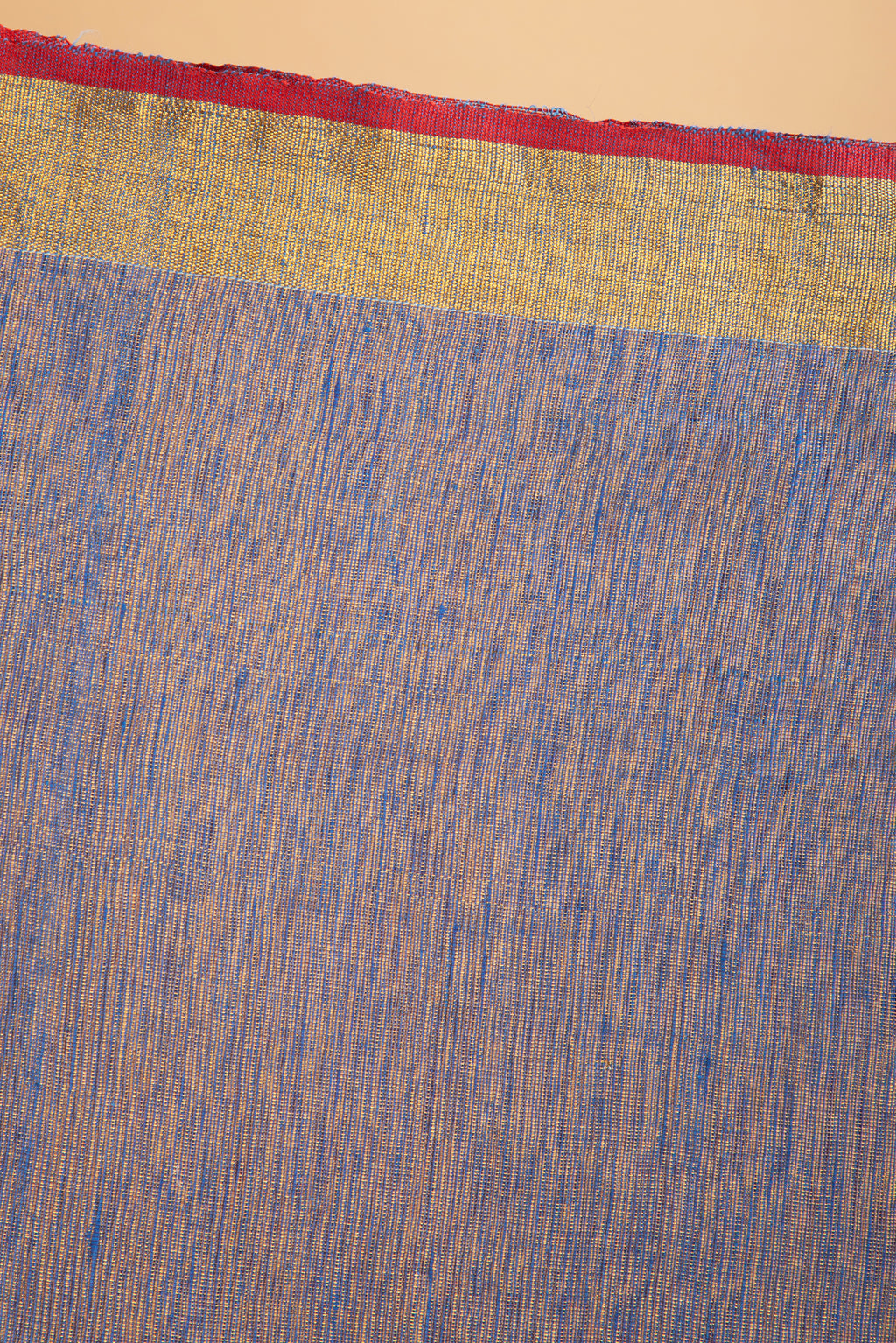 Blue and gold tissue linen handloom saree