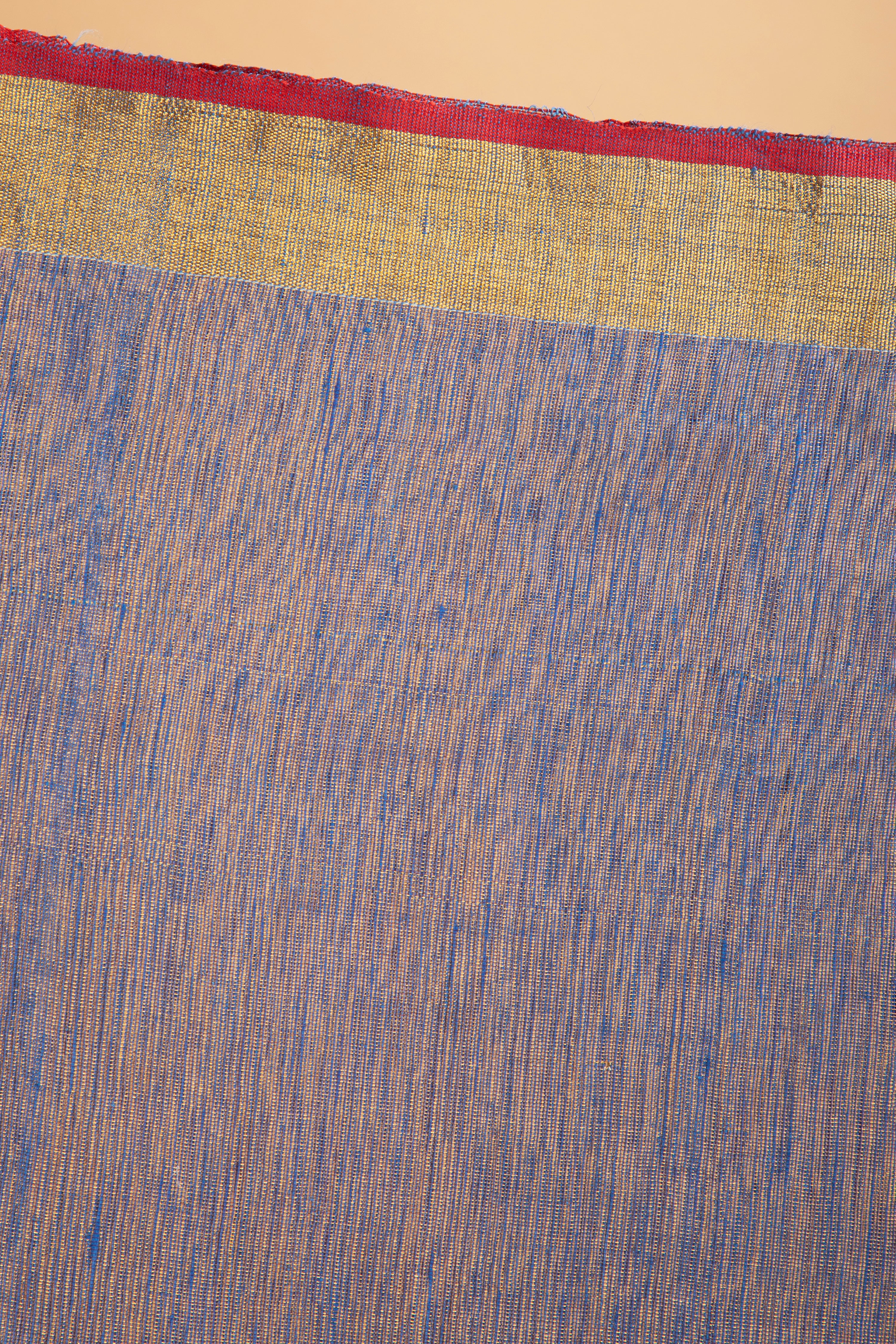 Blue and gold tissue linen handloom saree