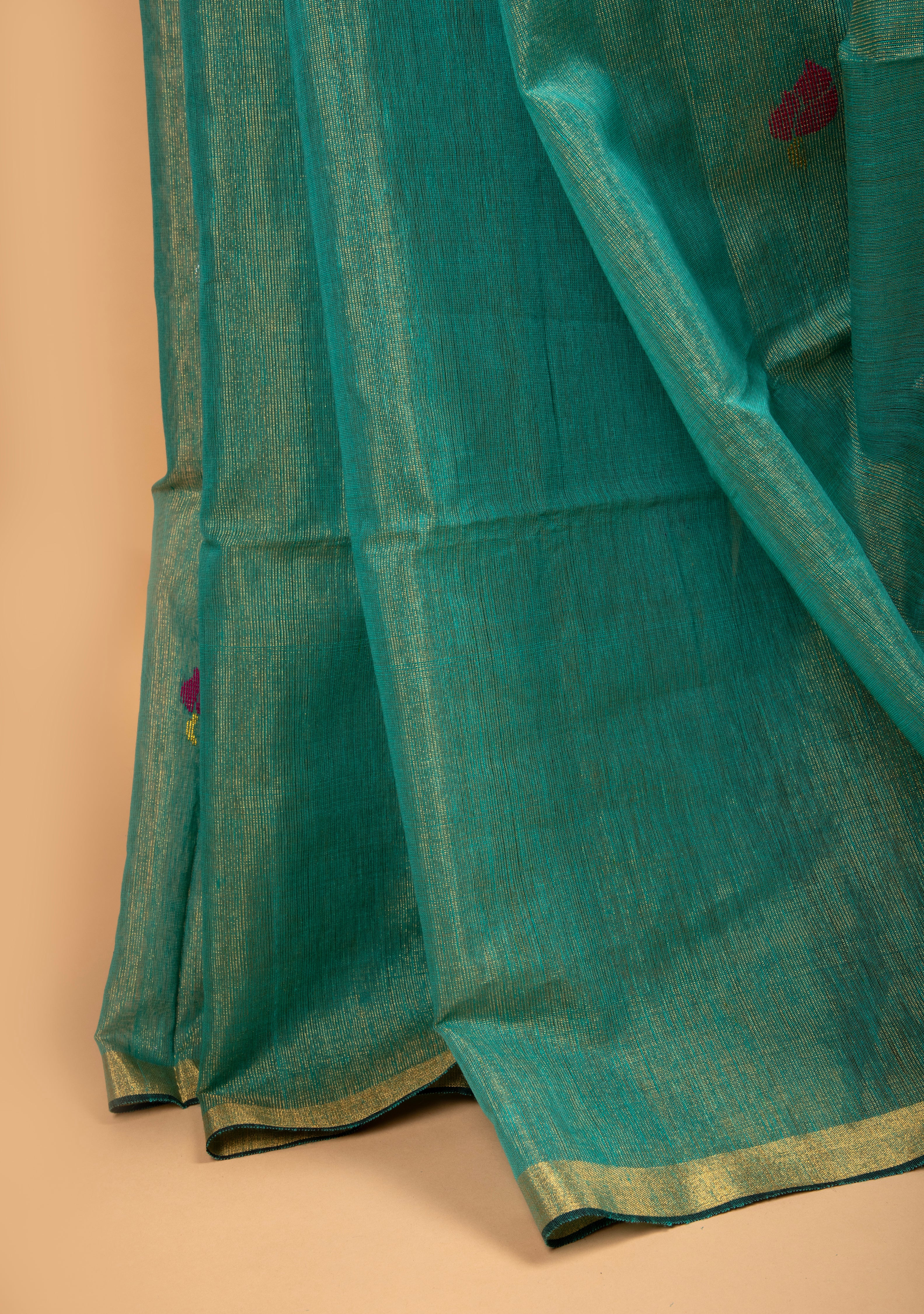 Green tissue linen handloom saree