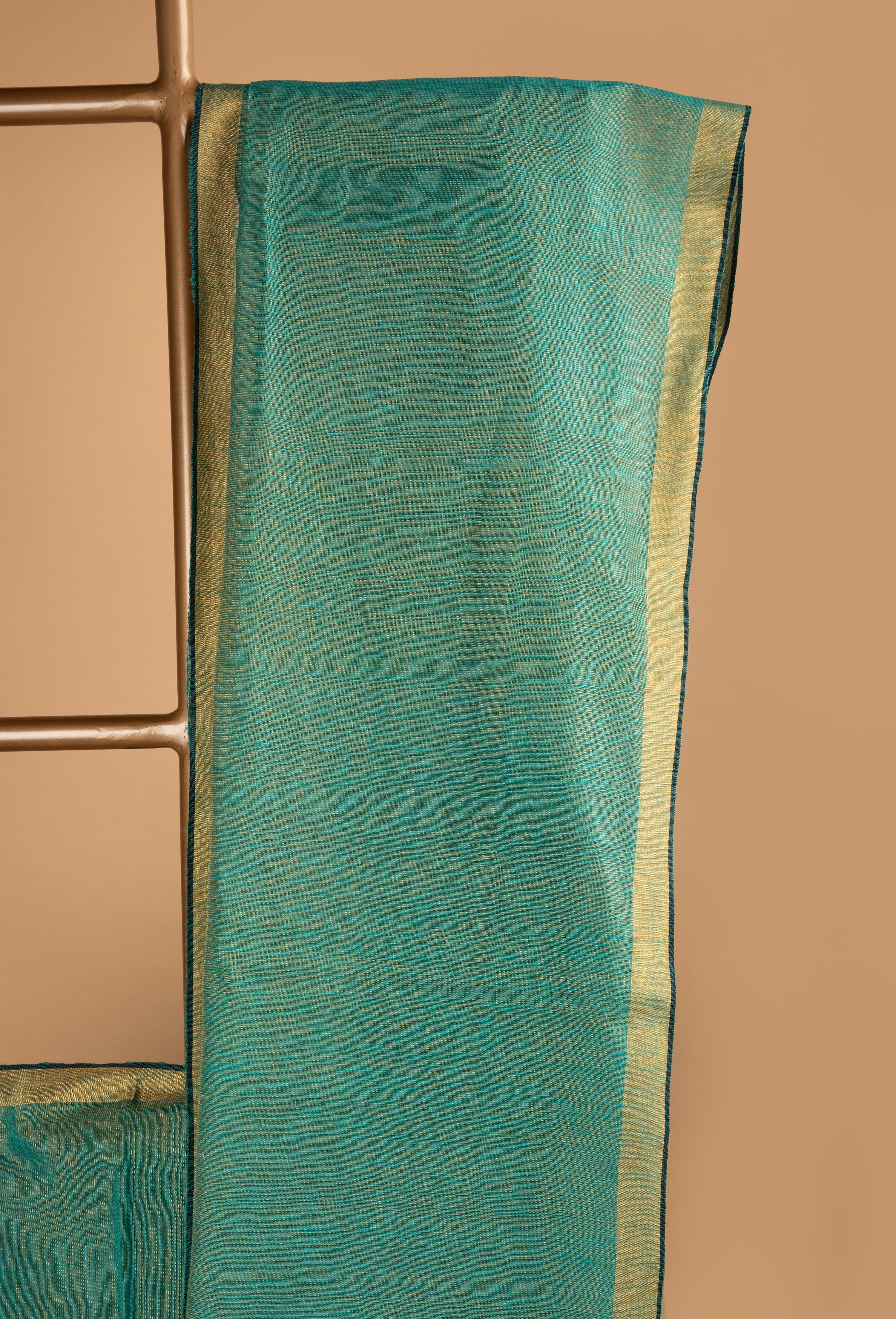 Green tissue linen handloom saree