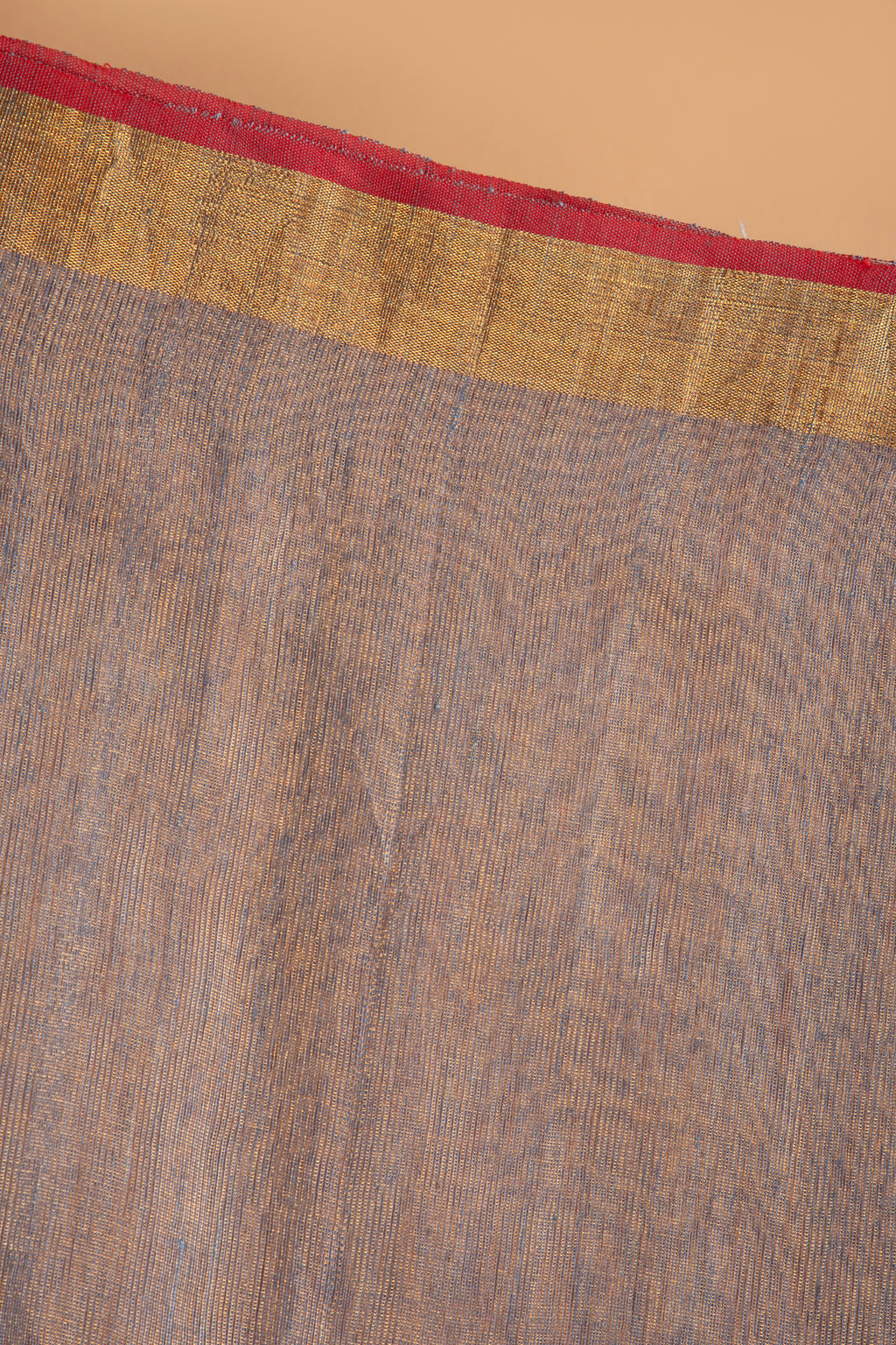 Grey and gold tissue linen saree