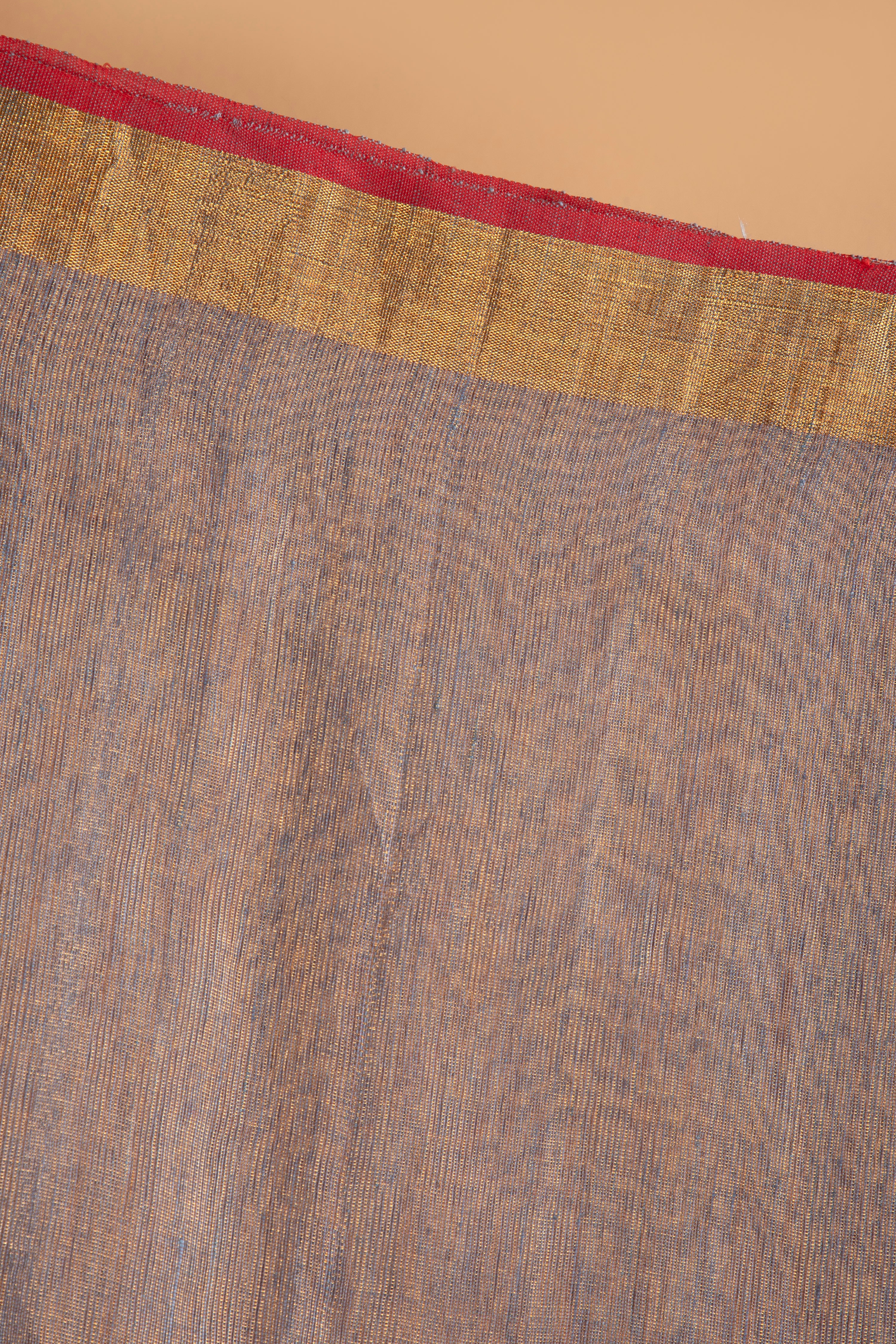 Grey and gold tissue linen saree