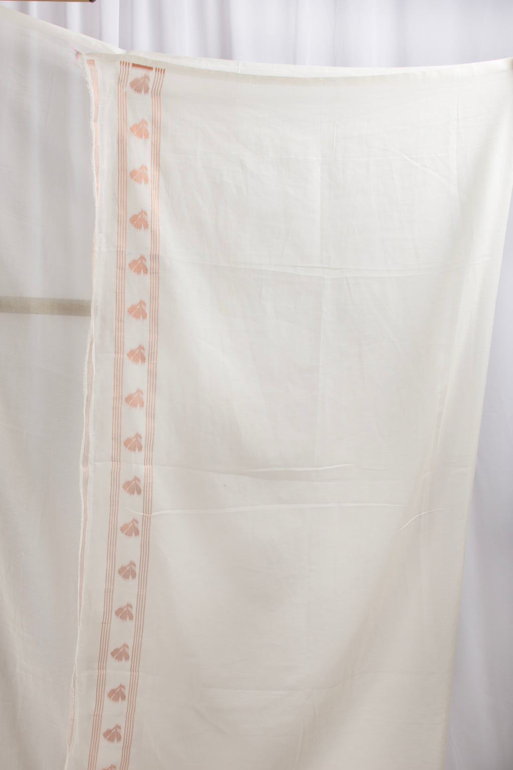 Off white and blue paithani inspired cotton saree
