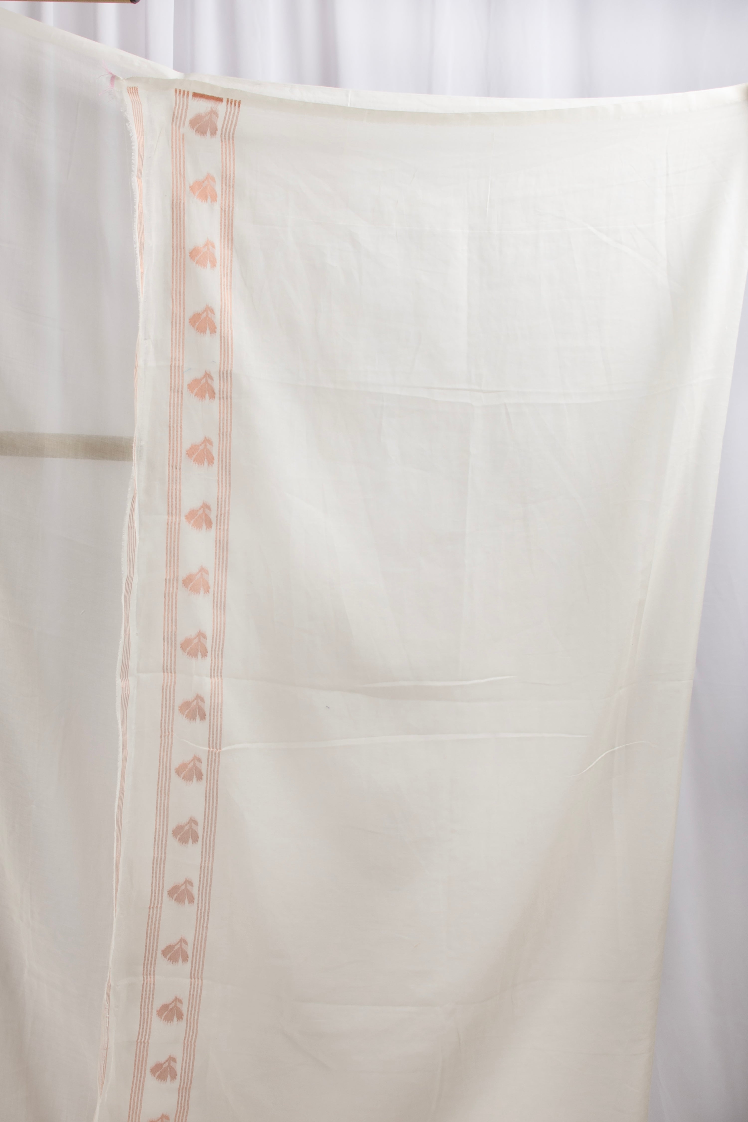 Off white and blue paithani inspired cotton saree