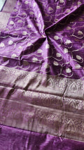 Purple semi tussar benarasi saree with tulip design