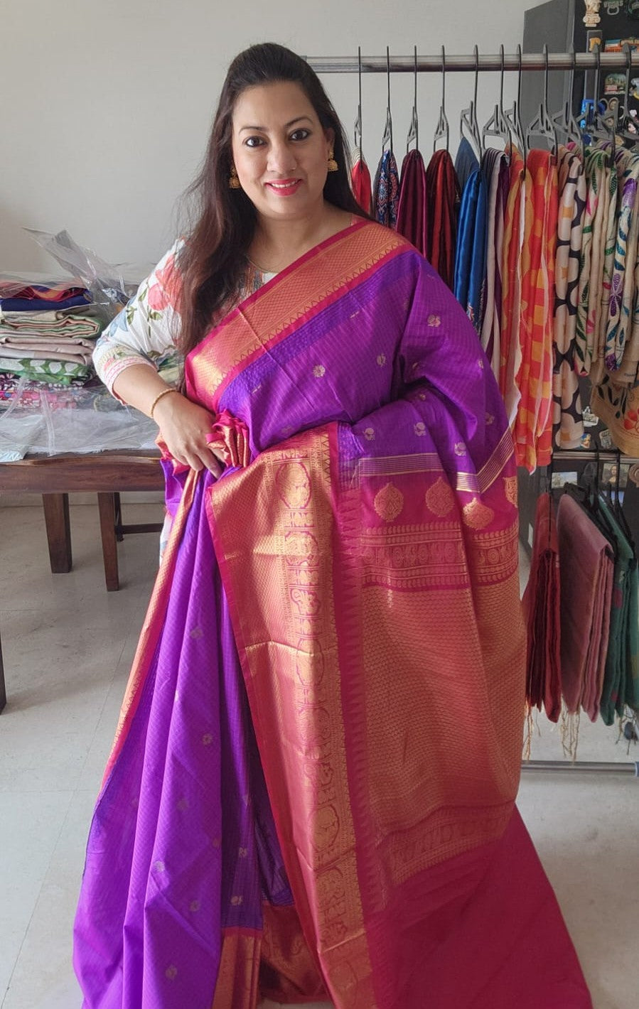 Purple and pink checks gadwal