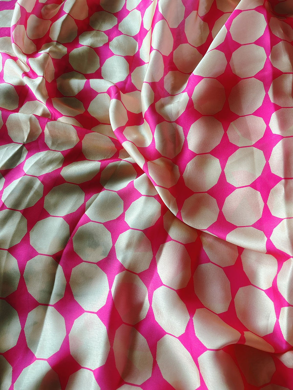 Geometric print satin saree