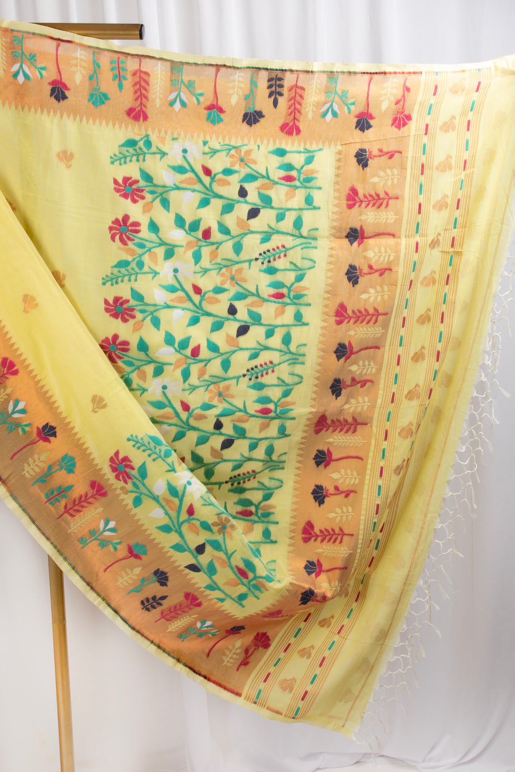 Paithani inspired yello cotton saree