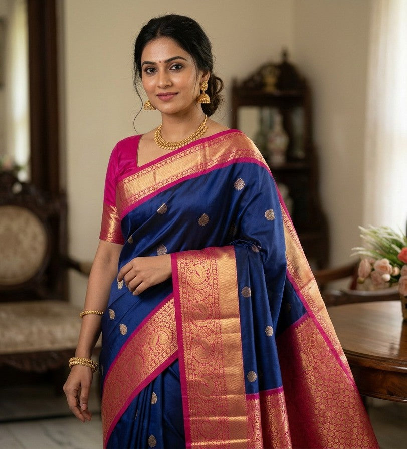 Blue and pink buta gadwal